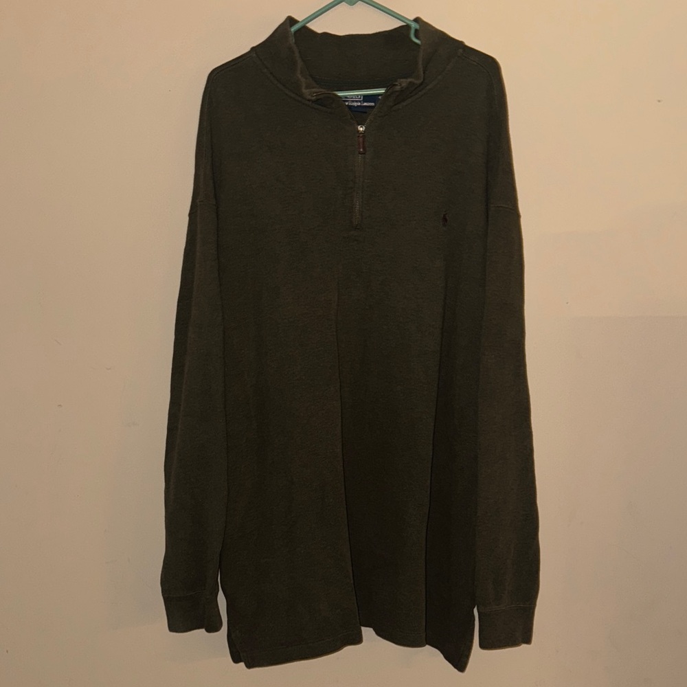 Polo Ralph Lauren Men's Dark Green Zip-Up Sweater 4XLT Y2K